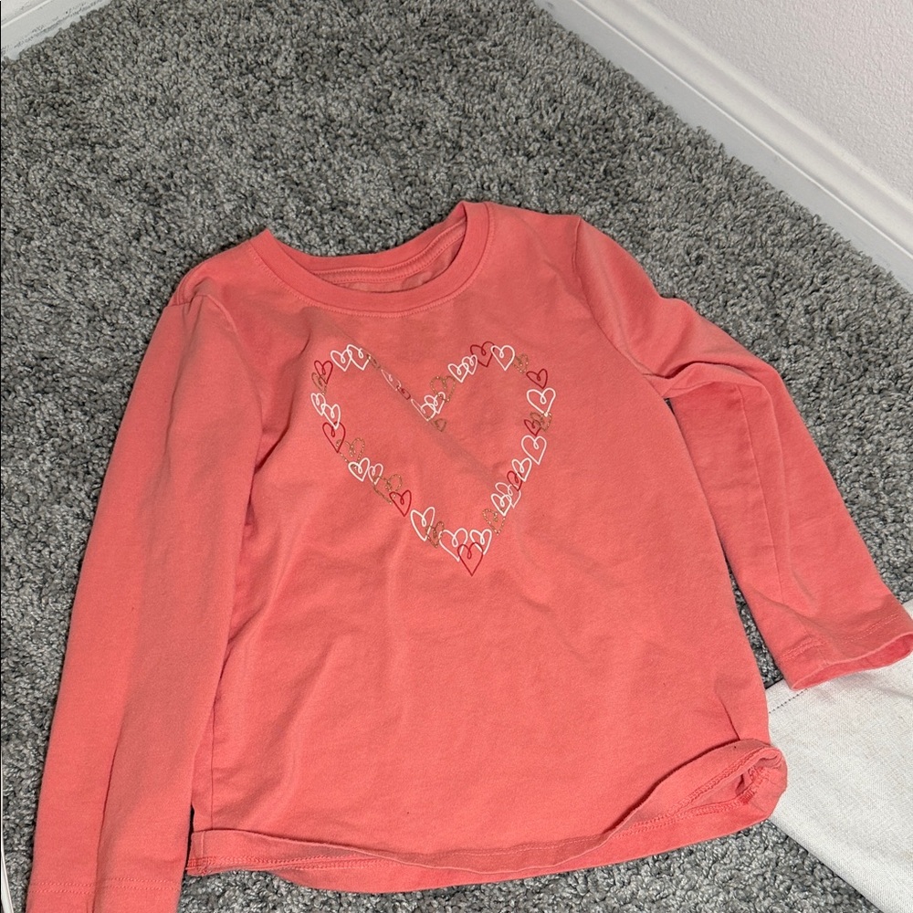 Cat & Jack Coral Heart Long Sleeve Tee
